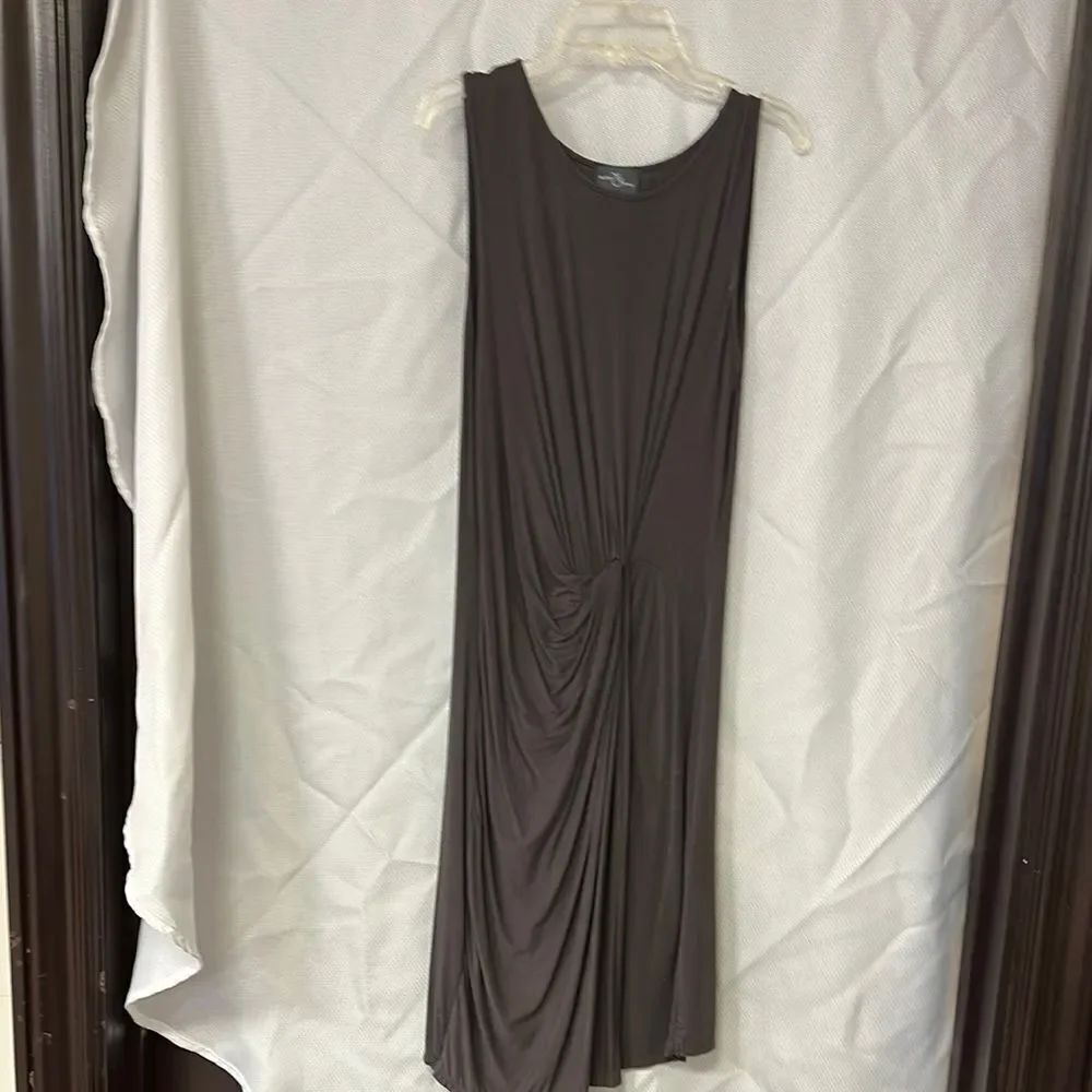 Market & Spruce Gray Asymmetrical Pleated Maxi Dress